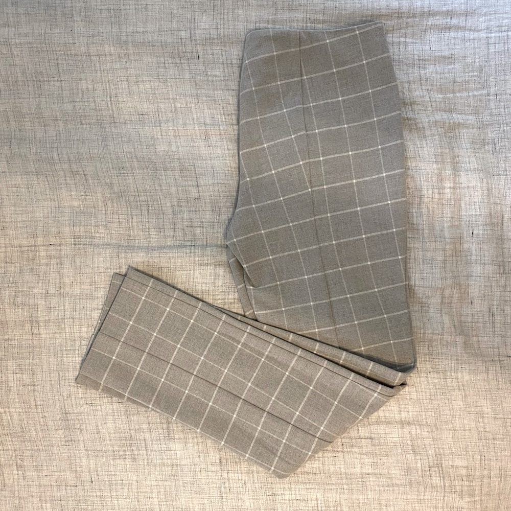 Grey pleated check cropped pant